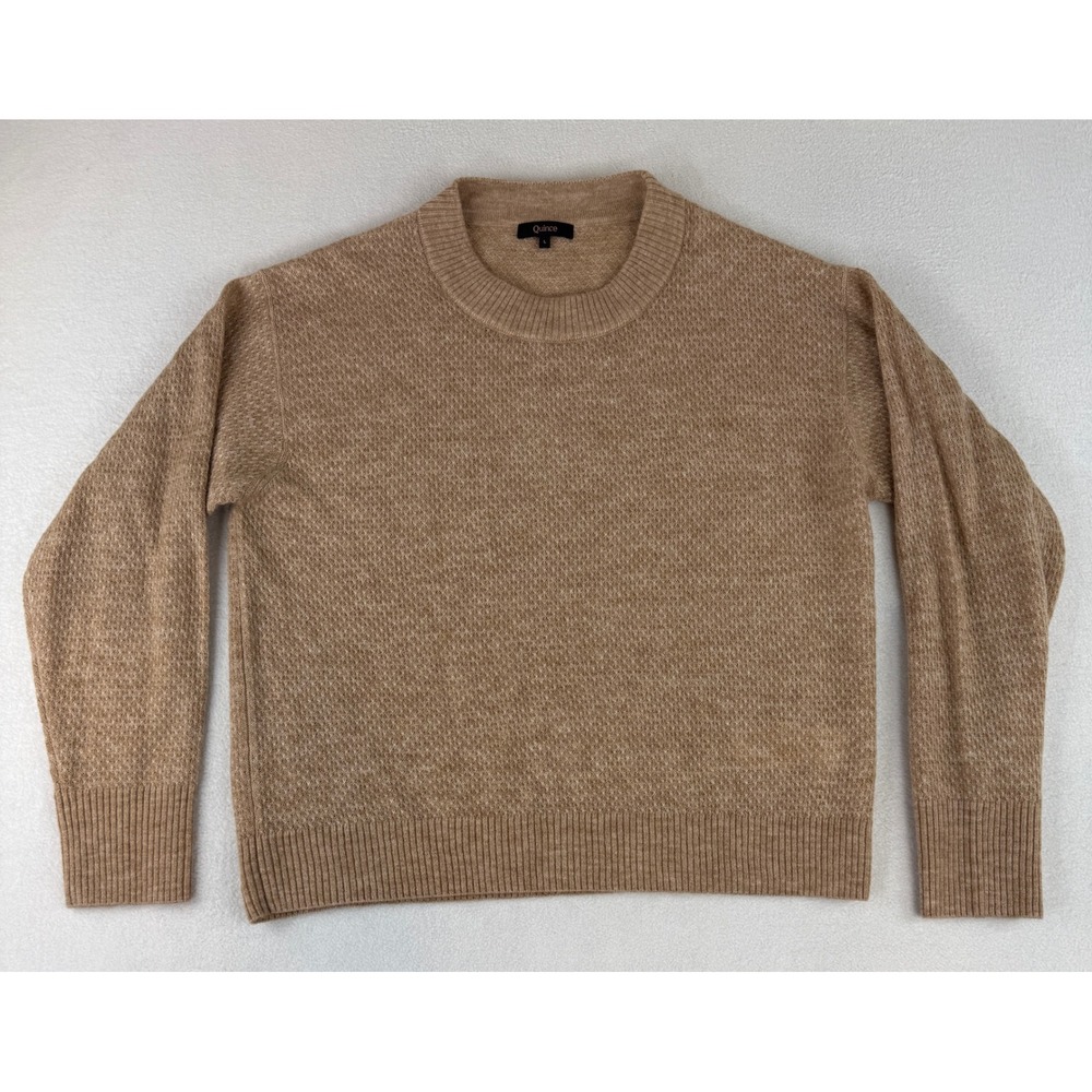 Quince Diamond Stitch Crewneck Sweater Womens L Camel Baby Alpaca Wool ZJSA001